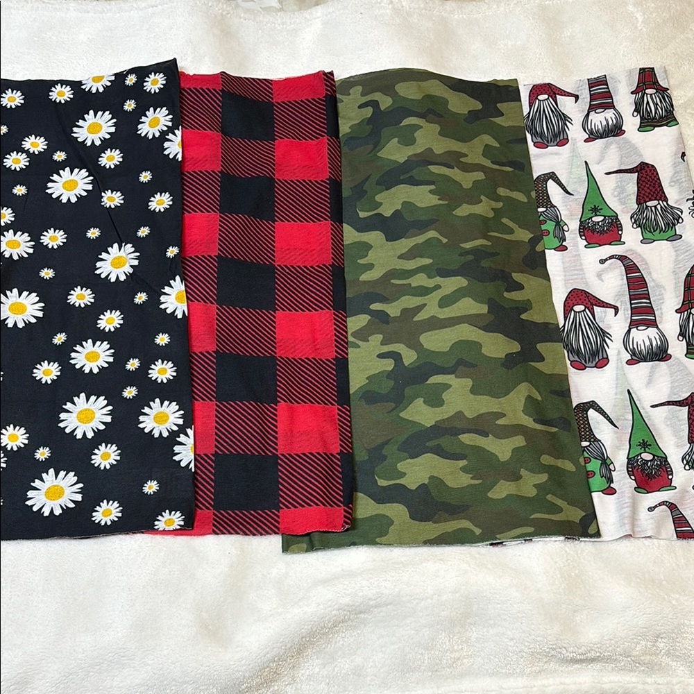 Set of Four Patterned Fabric Infinity Scarves
